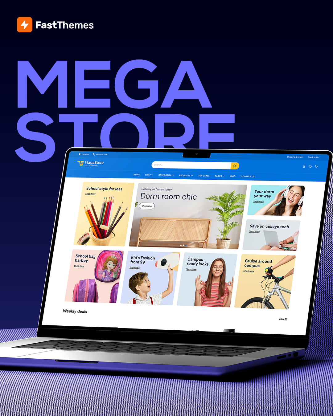 Mega Store eCommerce Website UI - WooCommerce WordPress Theme ecommerce website elementor marketplace ui online store product grid ui ui design web design website ui woocommerce wordpress theme