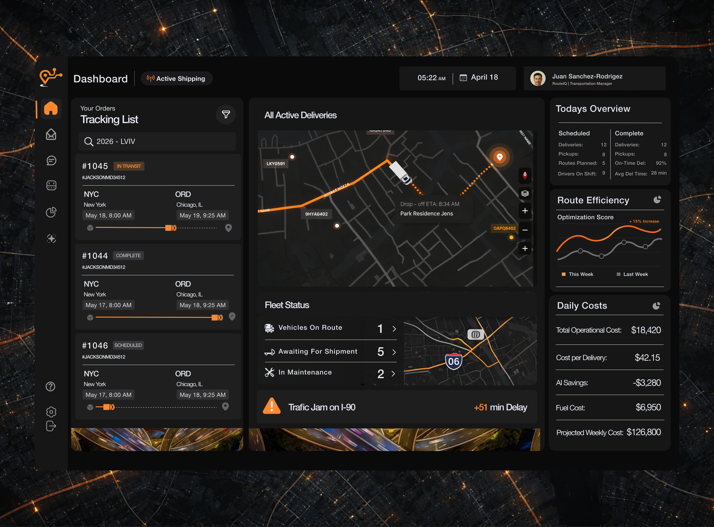 AI Route Optimization Platform - Supply Chain, Deliveries, Track ai logistics ai route optimization app b2b saas cost optimization dashboard efficiency tracking fleet fleet optimization kpi dashboard logistics logistics platform mobility tech performance tracking route optimization saas saas platform supply chain supply chain optimization ui
