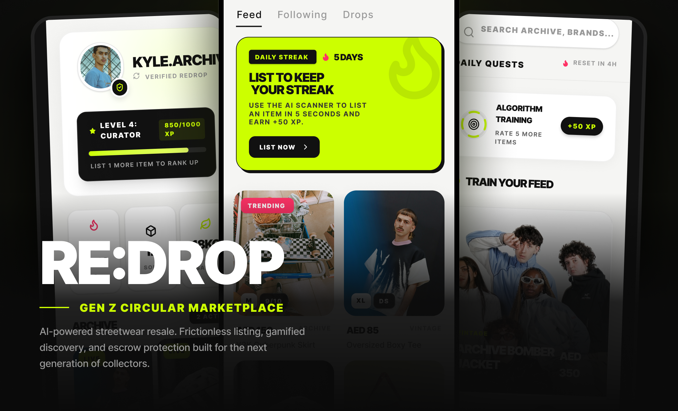 RE:DROP - Gen Z Circular Marketplace ai app ai app design fashion ai app fashion app figma ai app figma design gen z gen z fashion app genz app mobile app uiux uiux design