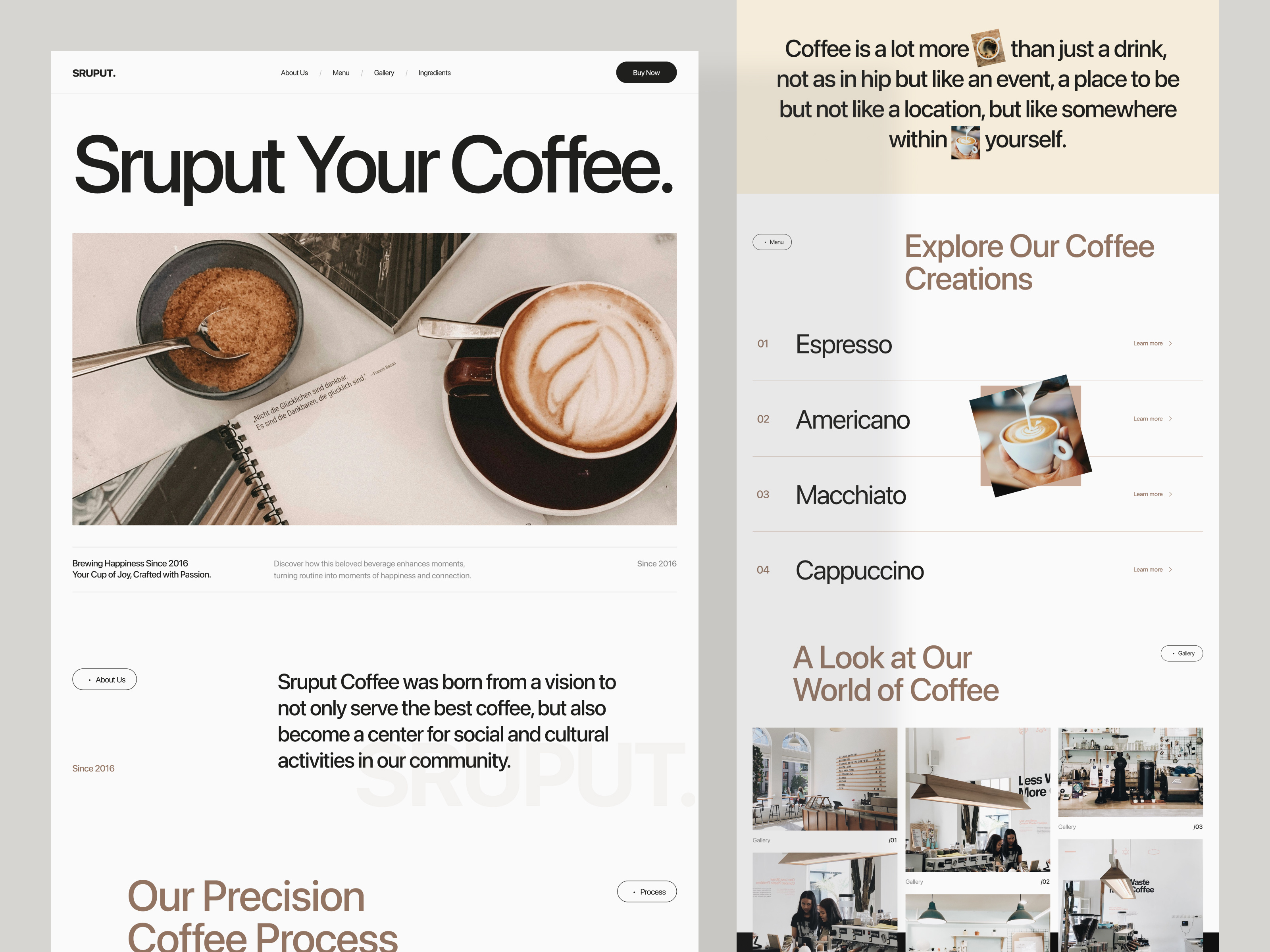 Sruput - Coffee Shop Landing Page Website clean coffee coffee bean coffee shop drink food food and drink graphic design haki haki studio homepage landing page trending ui ux web web design website
