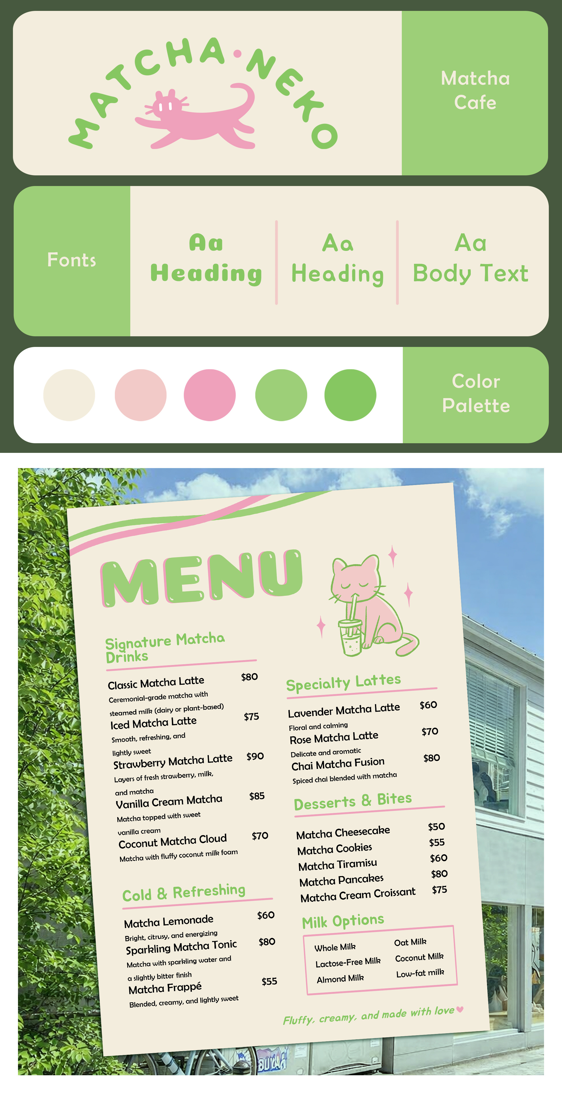 Matcha Neko - Cafe branding branding design graphic design logo