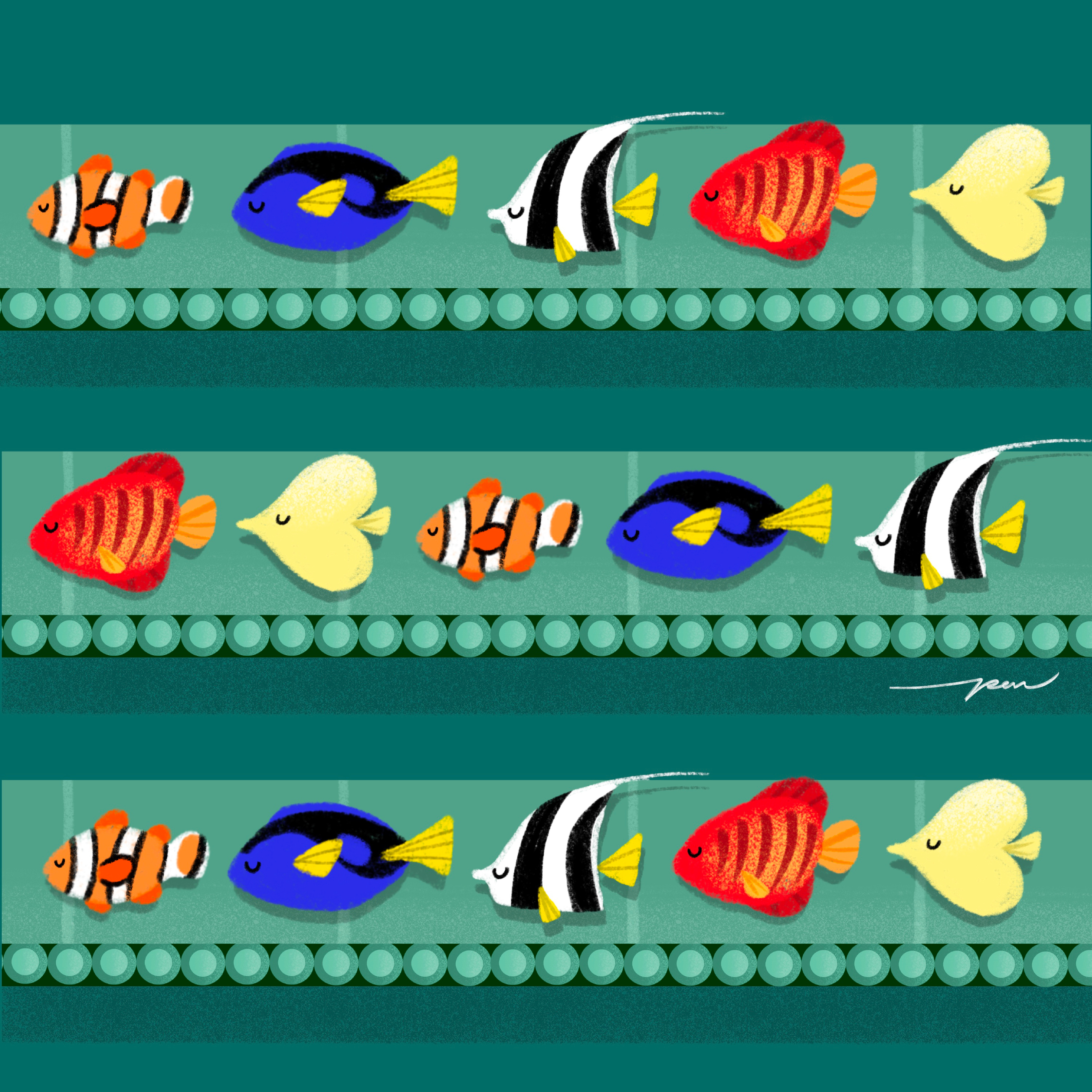Fishing / Azul x Pon Cervantes band cartoon character color coral cute design dory fish fishing illustration industrial nemo