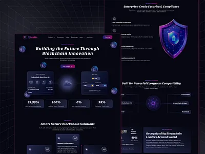 Modern Blockchain Platform — Dark Interface System. app design blockchain blockchain service crypto crypto analytics crypto landing page crypto network defi fintech landing page modern neon ui product design saas design startup trading uiux web design web3