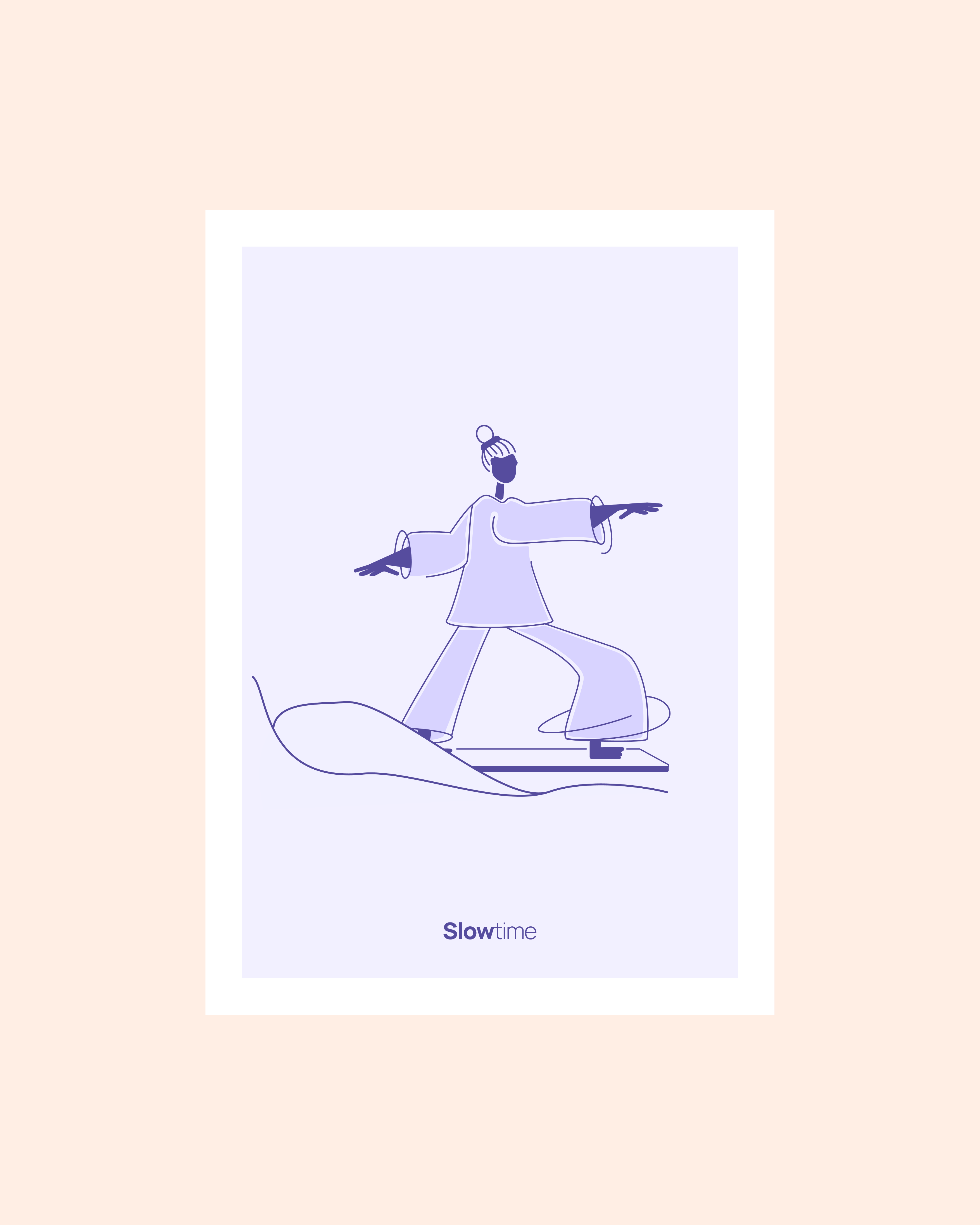 Surfing the mat - SlowTime balance health illustration strech surf wave yoga yogamat