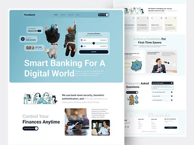 FinBank — Digital Banking Landing Page bank bank card banking banking app design digital banking finance finance app financial fintech home page landing page mobile banking money ui ux web web design website website design