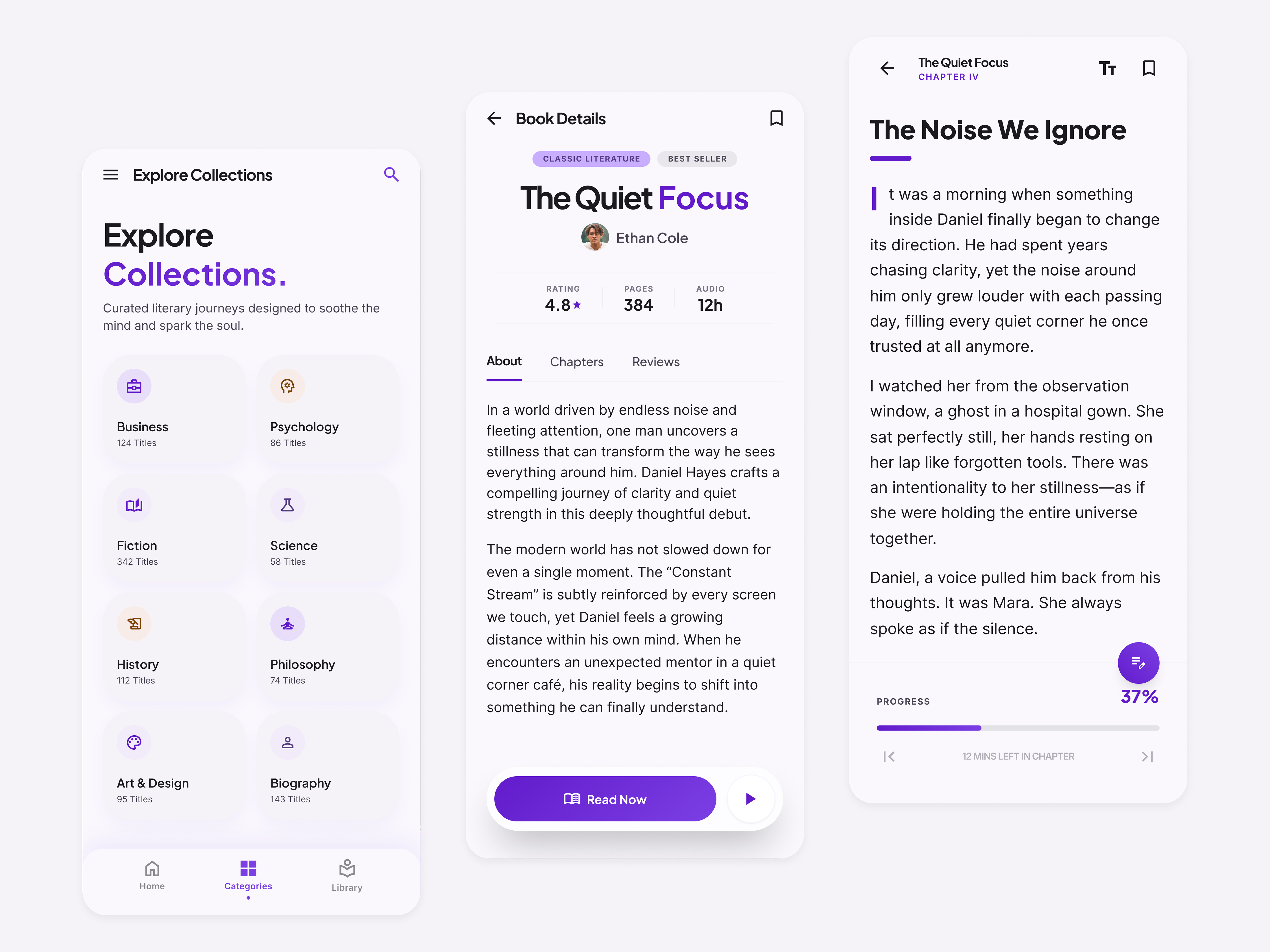 Audiobook & ebook mobile app UI