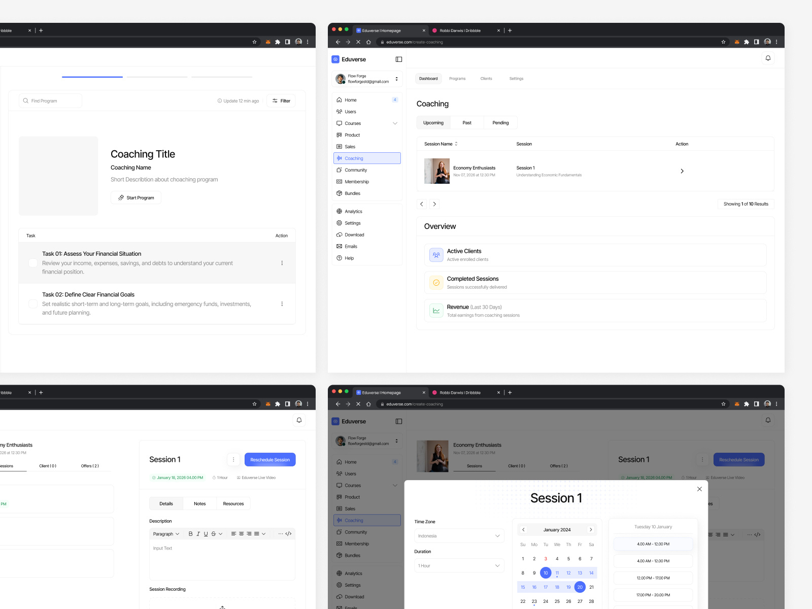 Eduverse - AI for Online Course Creator (Coaching Program) ai education ai product certificate creator coaching management community creator community platform course builder course platform design systems education app edutech generate course learning management system learning platform online course creator podcast builder redesign saas ui ux design web app