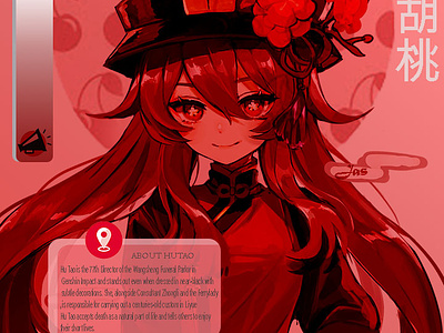 Hu Tao , Wallpaper Design - Red anime wallpaper - Red AnimeTheme anime design genshin hutao illustration photoshop red theme ui uiux ux wallpaper web desgin