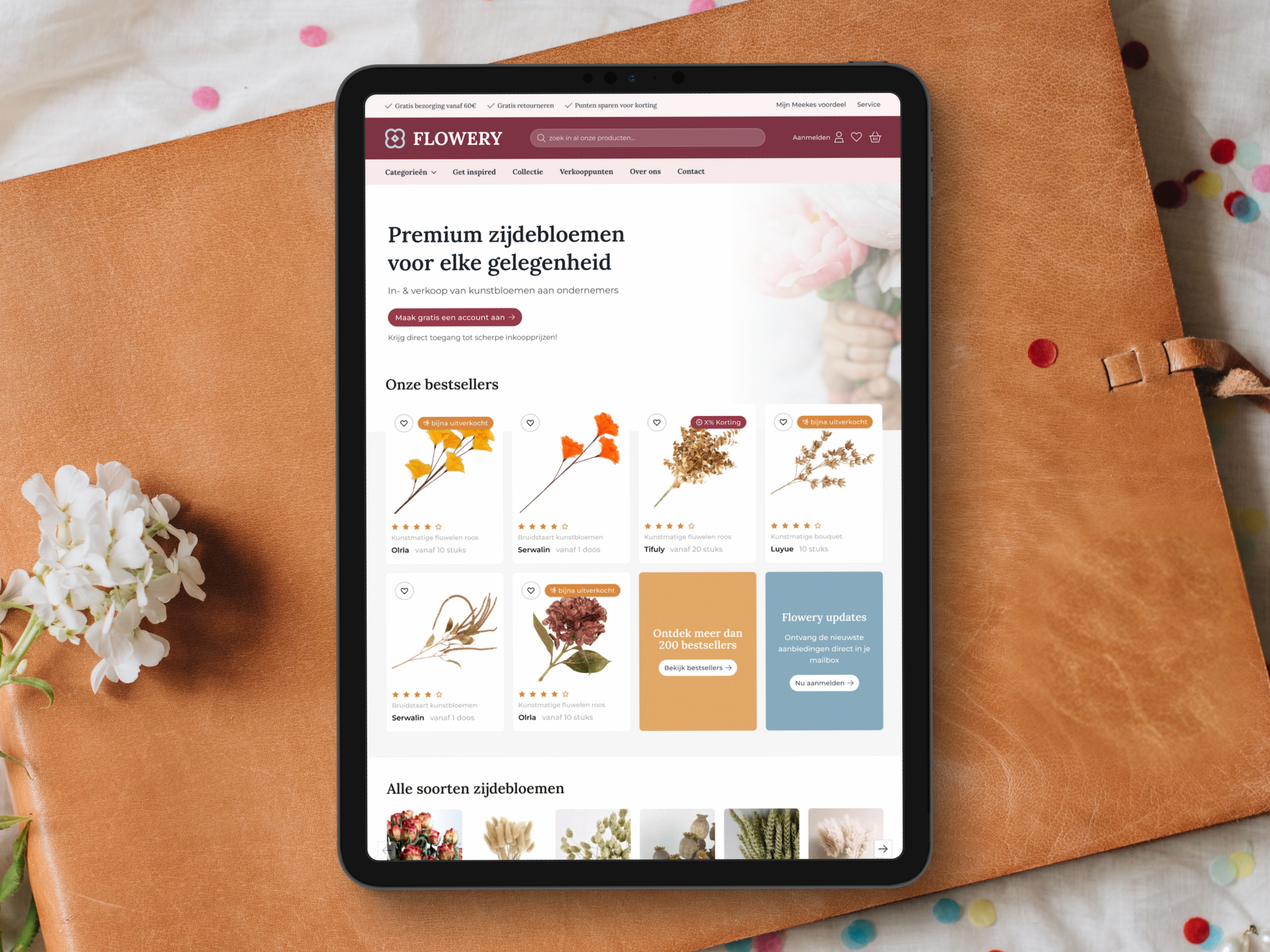 Flowery | B2B E-Commerce Design b2b branding designsystem dutch ecommerce figma floral pdp plp productpage uidesign uxdesign webdesign webshop wholesale