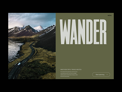 Wander - travel routes branding car design grid header minimal travel typography ui ux web