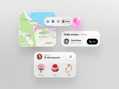 Delivery Tracking UI Kit — iOS Mobile App Design app delivery design interface ios mobile ui uikit ux web