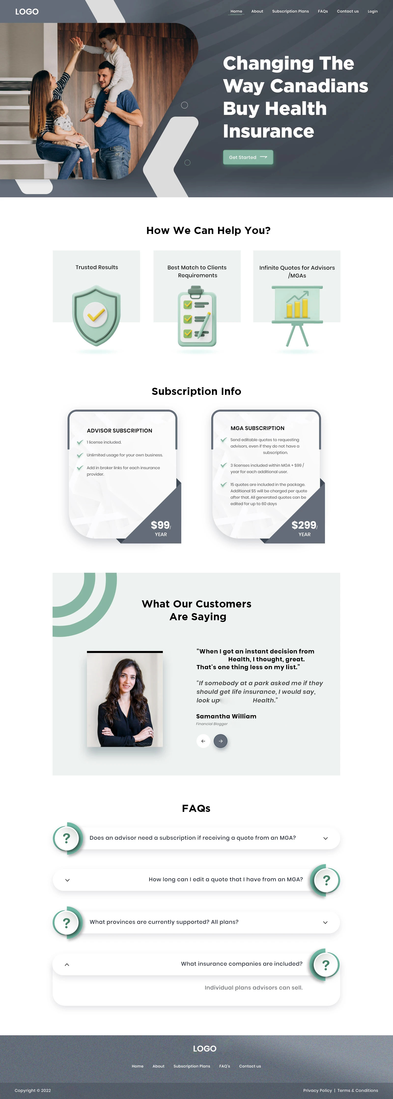 INSURANCE WEBSITE HOME PAGE