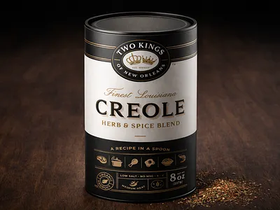 Creole - Herb & Spice Blend brand identity branding crowns design graphic design modern packaging packaging packaging design spice spice company tube design vintage