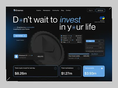 Ensenso — Investing Company Hero Page 3d design graphic design landing trend ui uiux ux web