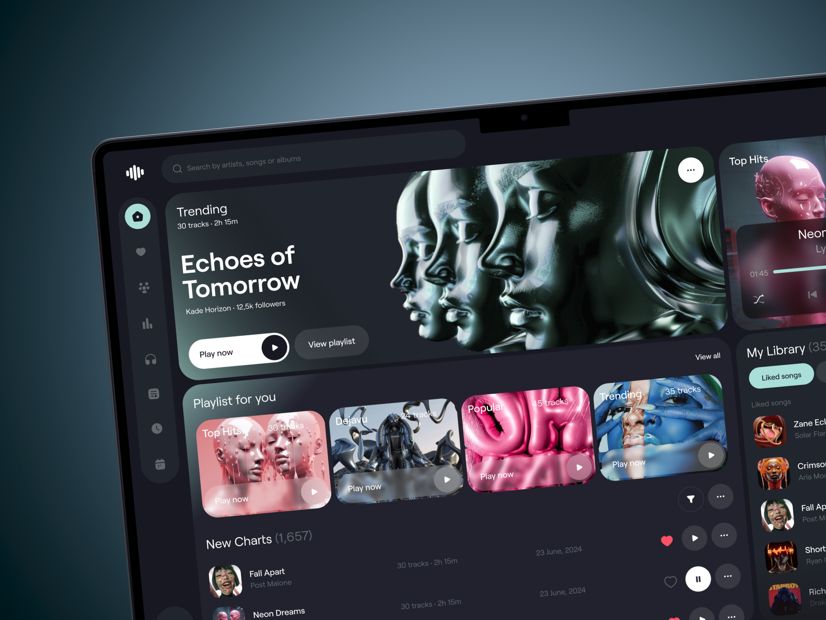 🎶 Product design for the music platform | Hyperactive clean ui dark ui dashboard design entertainment hyperactive music music app platform player product design streaming ui user interface ux web design