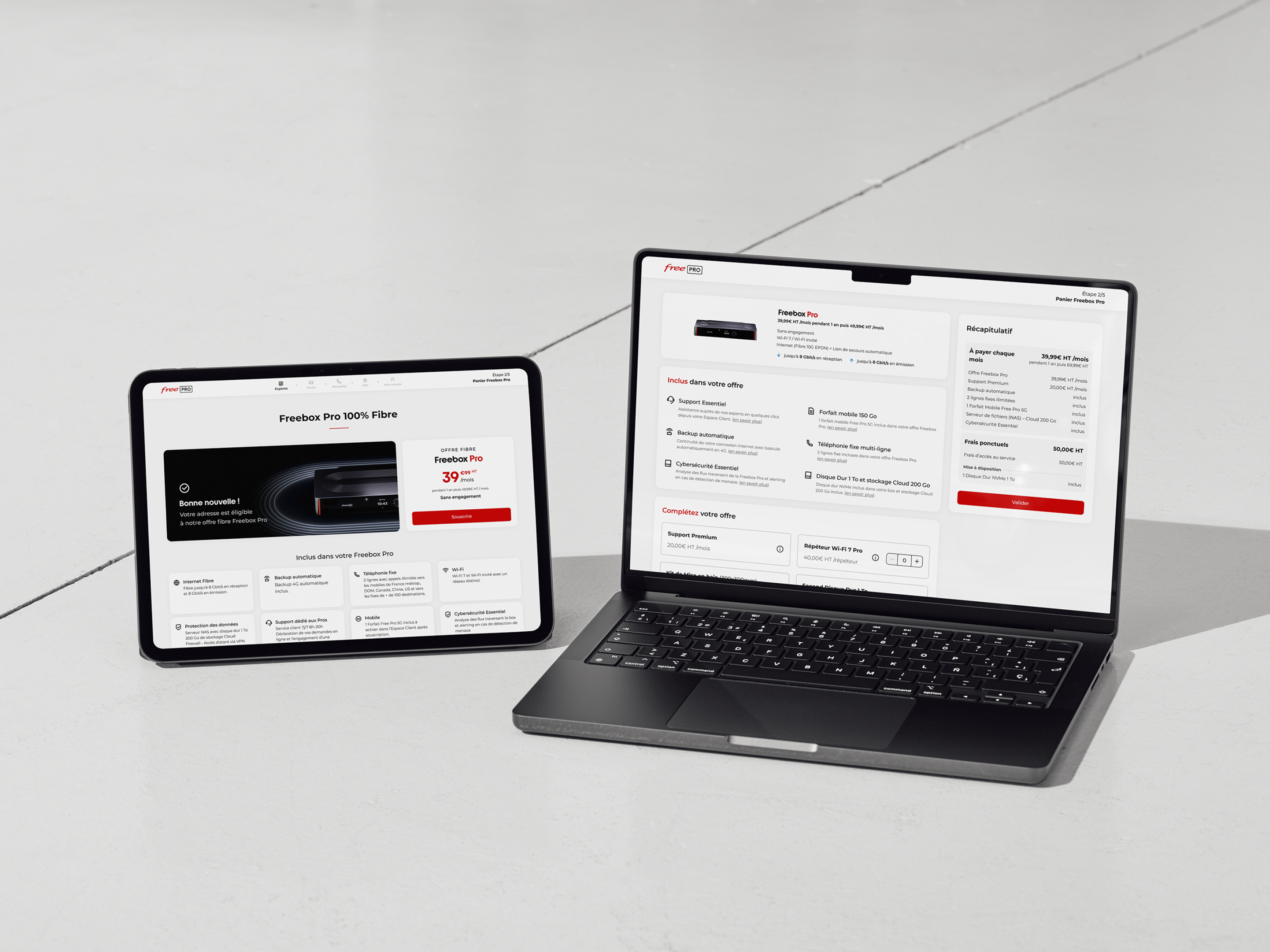Freebox Pro - Checkout Flow achat b2b checkout checkout flow commande network onboarding flow panier parcours de souscription shop sign up flow subscription flow ui ux webstore