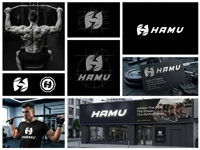 HAMU - Gym Logo –Sport, Strong & Bold Fitness Brand Identity active lifestyle brand athletic logo clean logo design creative logo fitness branding fitness center branding fitness logo gym brand identity gym branding gym logo minimal logo minimal logo design modern logo monogram logo personal trainer logo sports logo sportswear brand logo strong logo design trength training brand workout brand identity