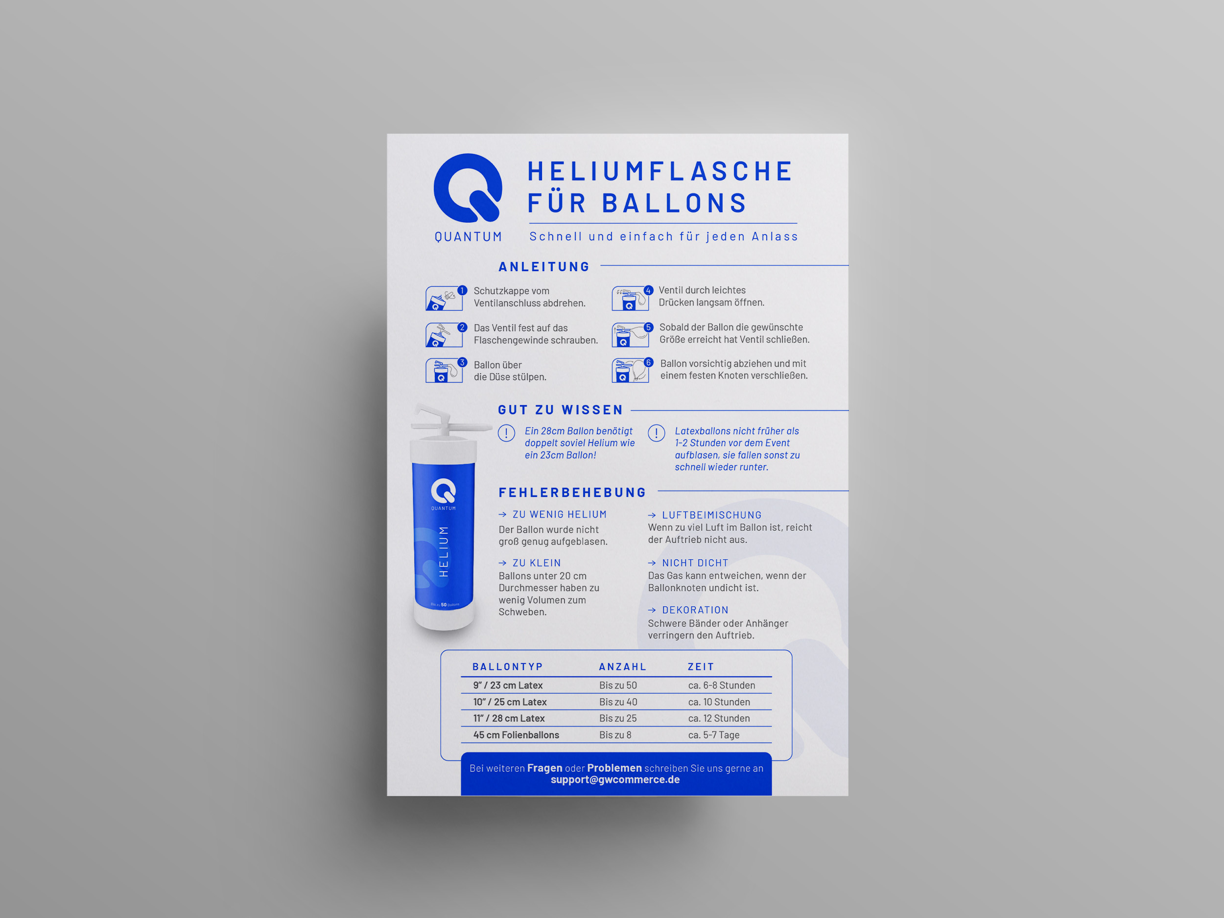Premium Helium Instruction Flyer