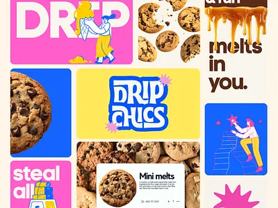 Drip chics Food Branding Design | Bold Brand Identity, Packaging agency work brand identity brand strategy branding colorful design creative design design inspiration digital branding dribbble shot food branding graphic design logo design marketing design modern branding packaging design social media design startup branding typography ui design visual identity