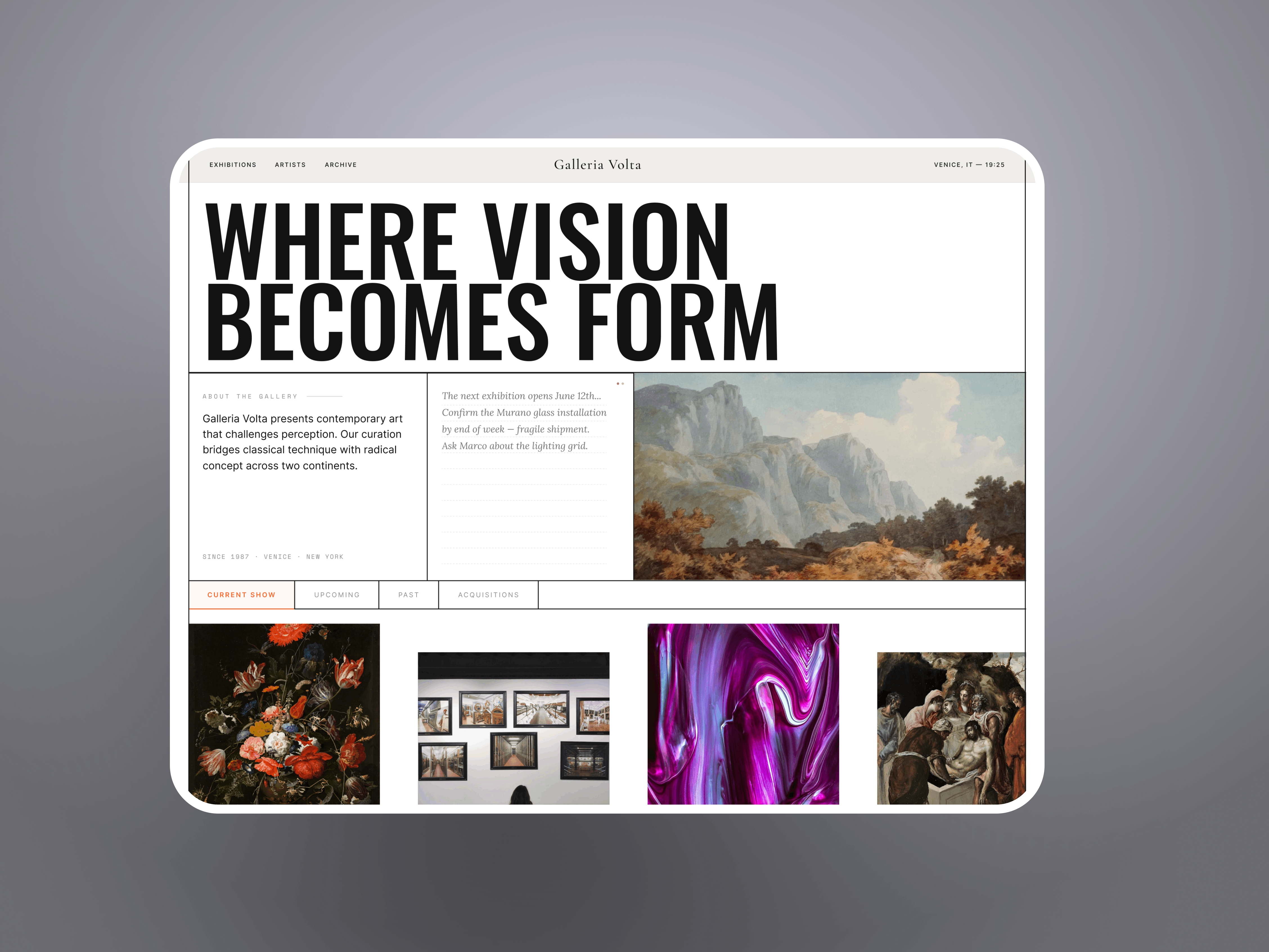 Contemporary Art Gallery Website Concept 🖼️ art gallery bold typography brutalism brutalist web design clean ui contemporary art culture editorial exhibition grid interface landing page minimalist museum portfolio swiss design typography ui ui design web design