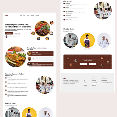 Eaty Restaurant design food landing landing page order product productdesign reservation restaurant ui uiux
