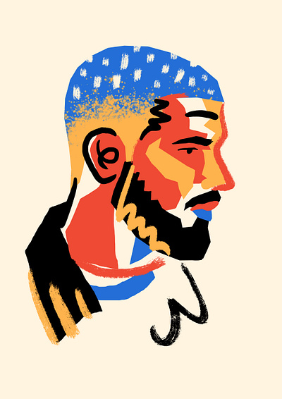 DRIZZY DRAKE PORTRAIT abstract artist brushstroke collage crayon doodle drake head hip hop illustration music painting popart profile toronto vector