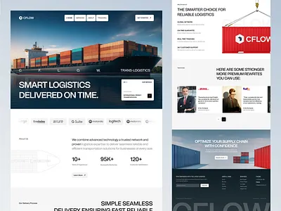 Logistics Landing Page | Supply Chain & Freight UI UX Design b2b corporatedesign dashboard figma freight interface juice lab landingpage logistics modernui productdesign saas shipping supplychain transportation uidesign uiux uxdesign webdesign website
