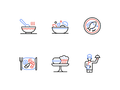 Restaurant food and menu - line icons cafe design food icon line meal restaurant salad service set soup style vector