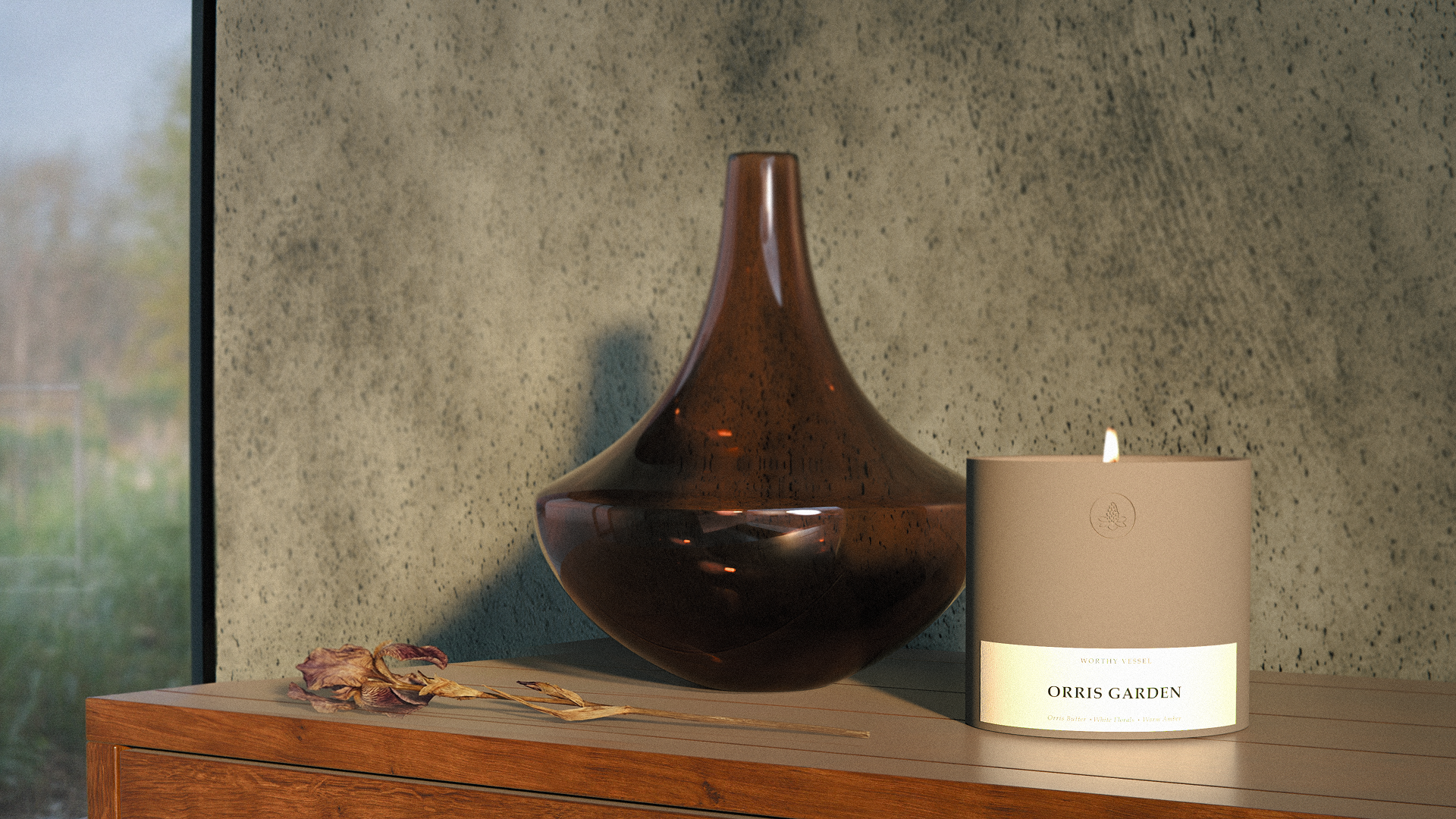 Quiet luxury Candle Label and Seal 3d packaging artistic packaging botanical seal design brand identity branding candle packaging design editorial product render home fragrance branding luxury candle collection material driven packaging minimal fragrance branding packaging design premium candle mockup product visualization quiet luxury aesthetic warm neutral styling