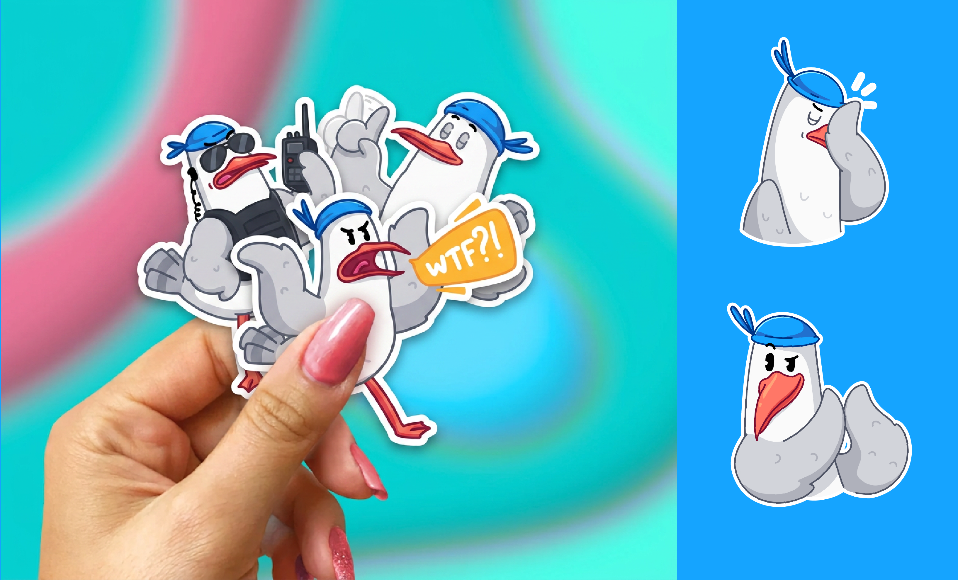 Vector Stickers Seagulls animal art branding cartoon character doodle graphic graphic design gull illustration procreate vector