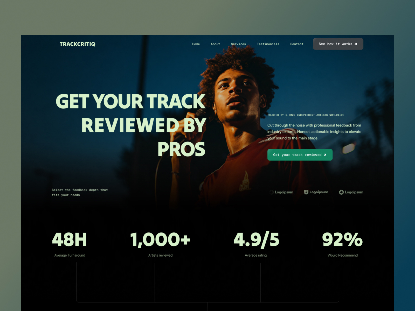 Example of TRACKCRITIQ – Music Review Platform Website