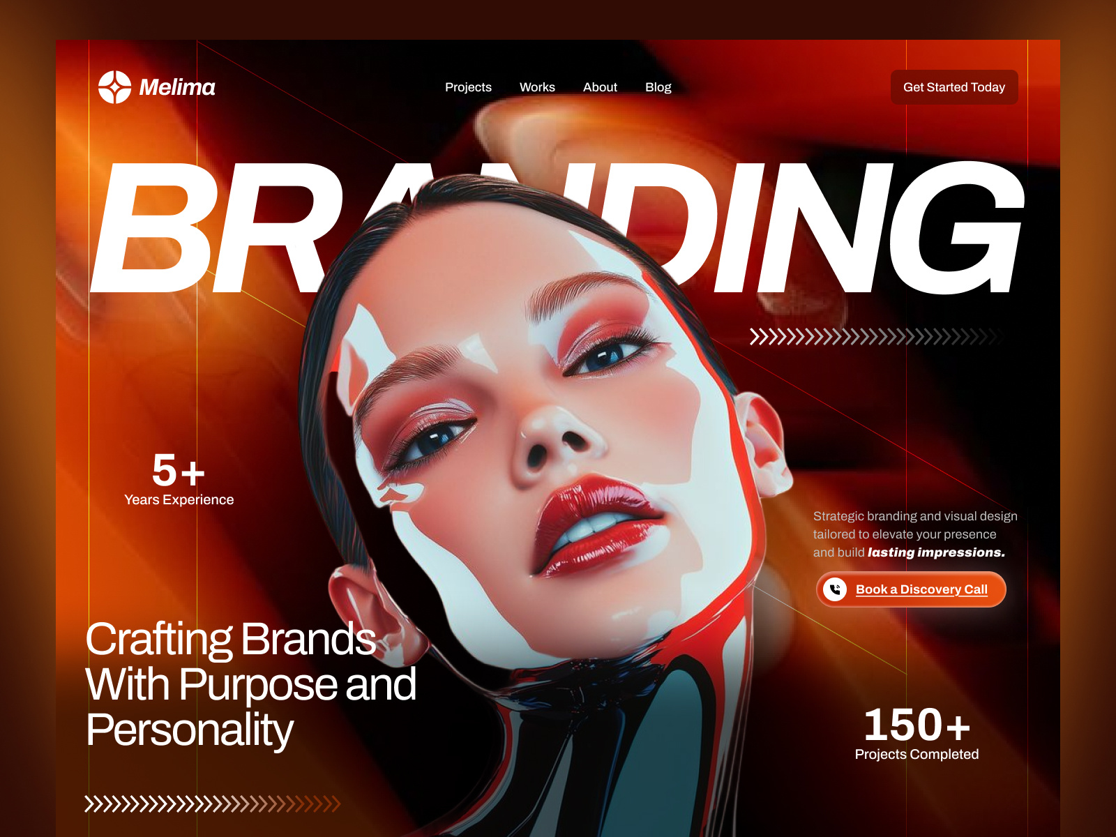 Melima - A Bold Creative Portfolio Website ai website branding design designer portfolio developer website graphic design hero section landing page design mockup portfolio saas website shihab ux web design website website design website mockup