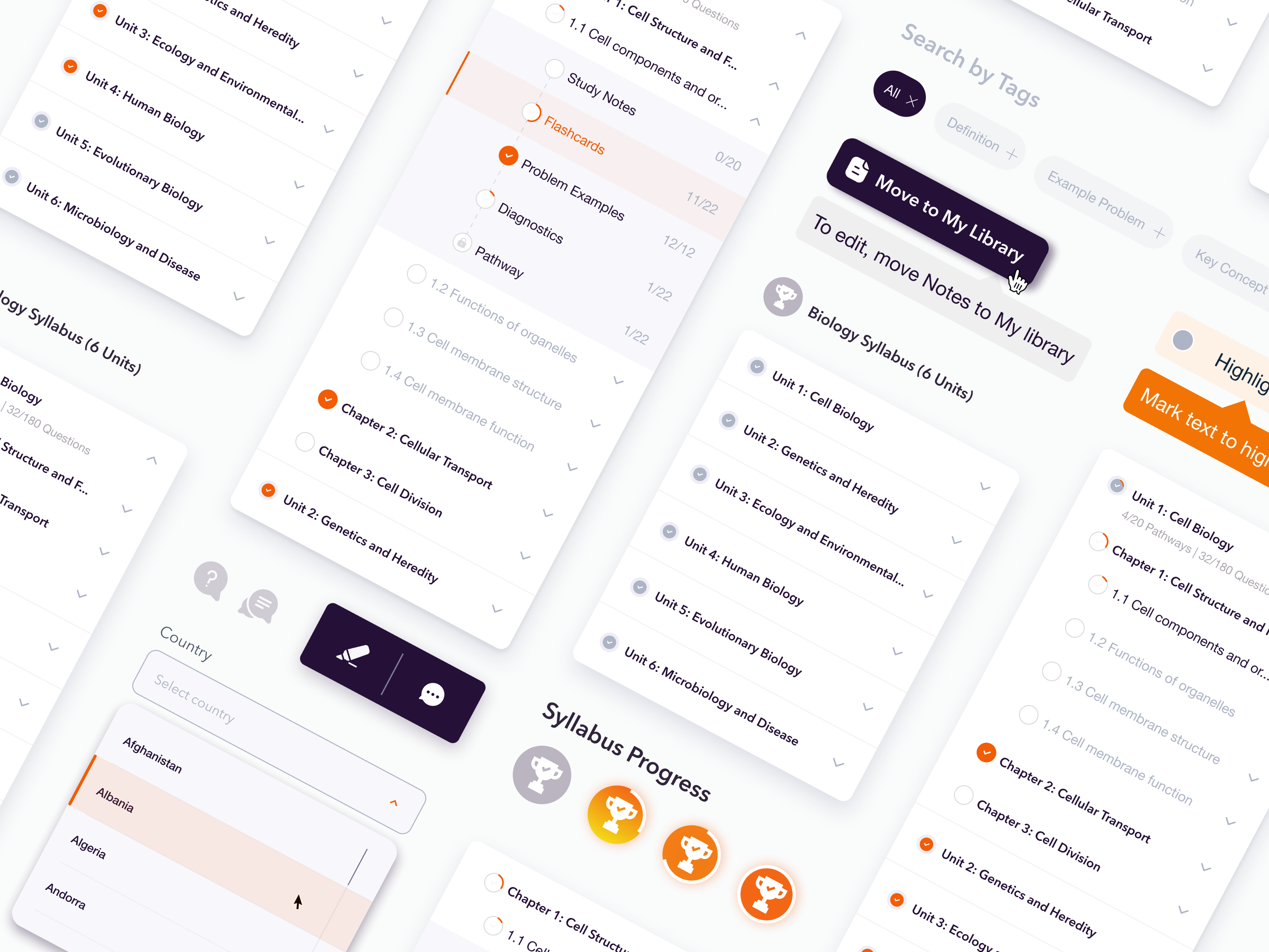 Navigation sidebar for educational platform