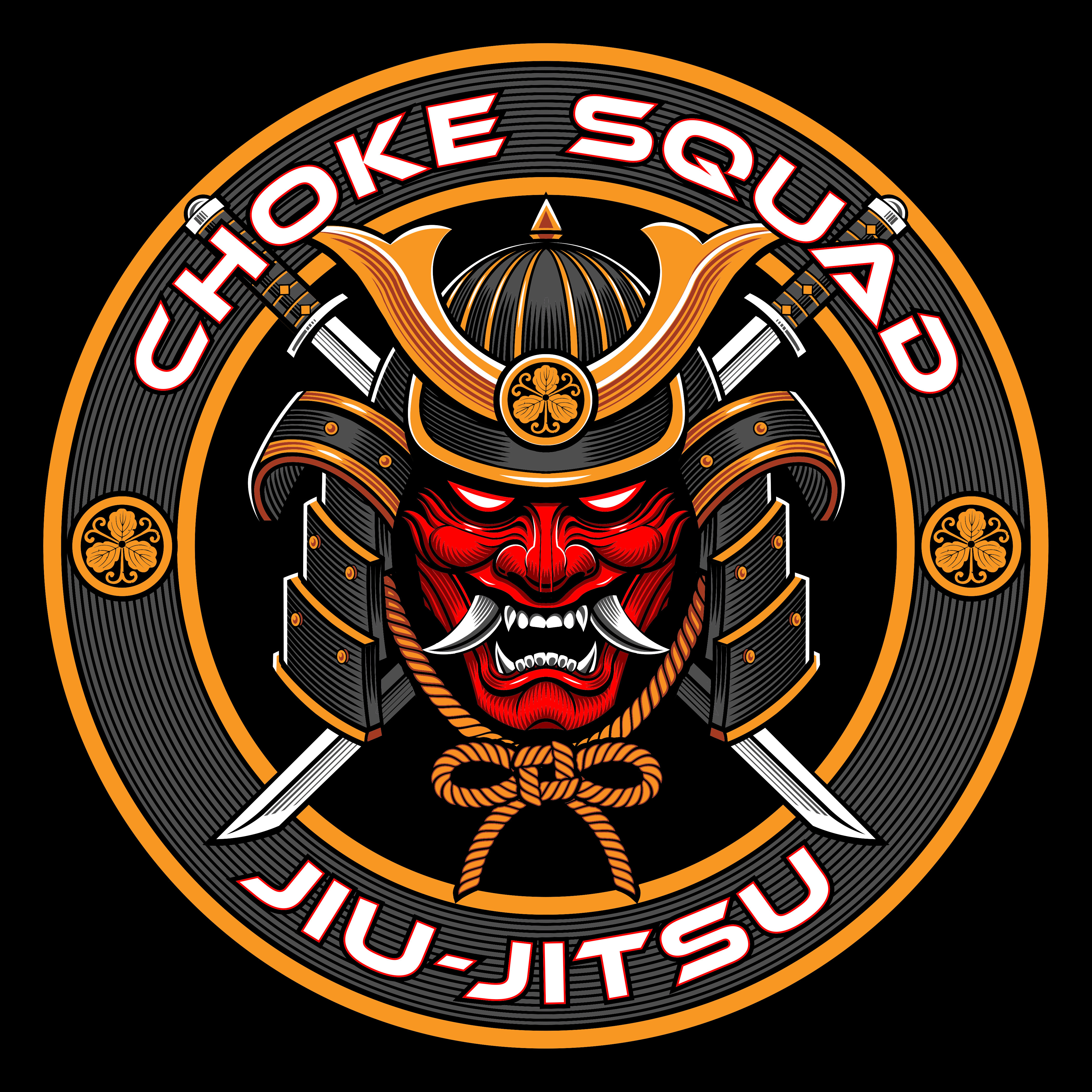 Choke Squad Logo apparel bjj branding graphic design illustration illustrations japanese jiu jitsu logo logo design martial arts mma samurai t shirt vector vector art