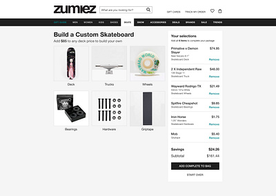Zumiez "Build a Custom Skateboard" Case Study app design figma product design ui ux webdesign