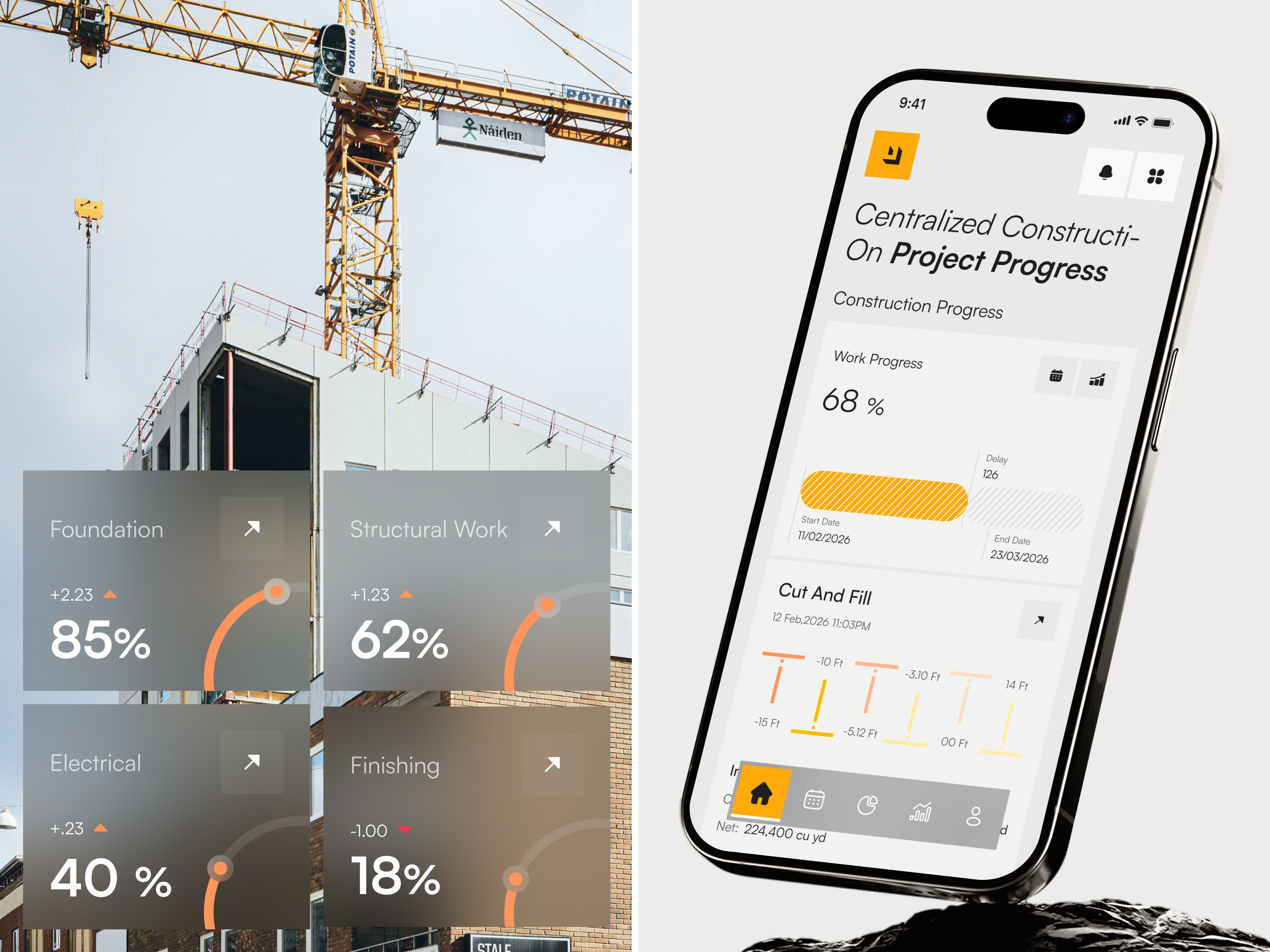 Construction Project Management App Design app design application design civil engineering clean app construction management digital construction ios app mobile mobile app mordran app project management project tracking super app user friendly design