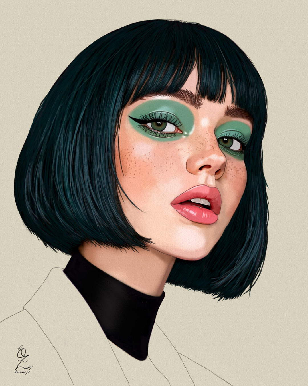 Model Portrait Sketch by Oz Galeano