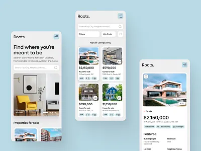 Real estate mobile branding clean logo minimal mobile real estate ui website design