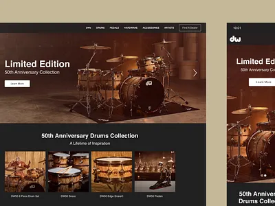 DW Drums Homepage Redesign Case Study design figma landing page product design ui ux webdesign