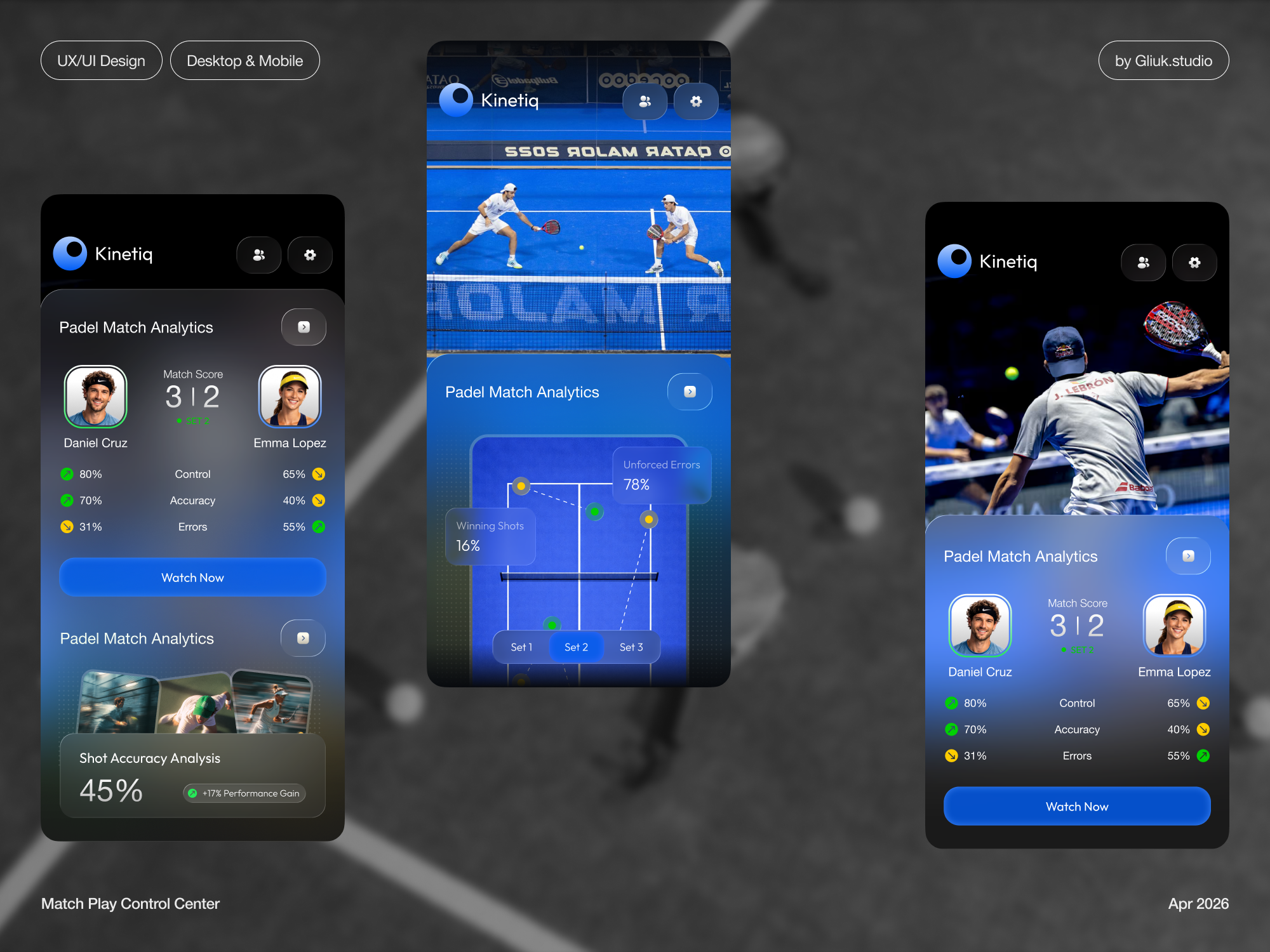 Kinetiq | Padel Match Analytics & Play Control Center athlete performance app b2b saas application coaching platform uiux data visualization uiux fitness app kpi application live scores app padel app sports analytics uiux sports app sports application sports dashboard sports tech uiux sports uiux tennis app