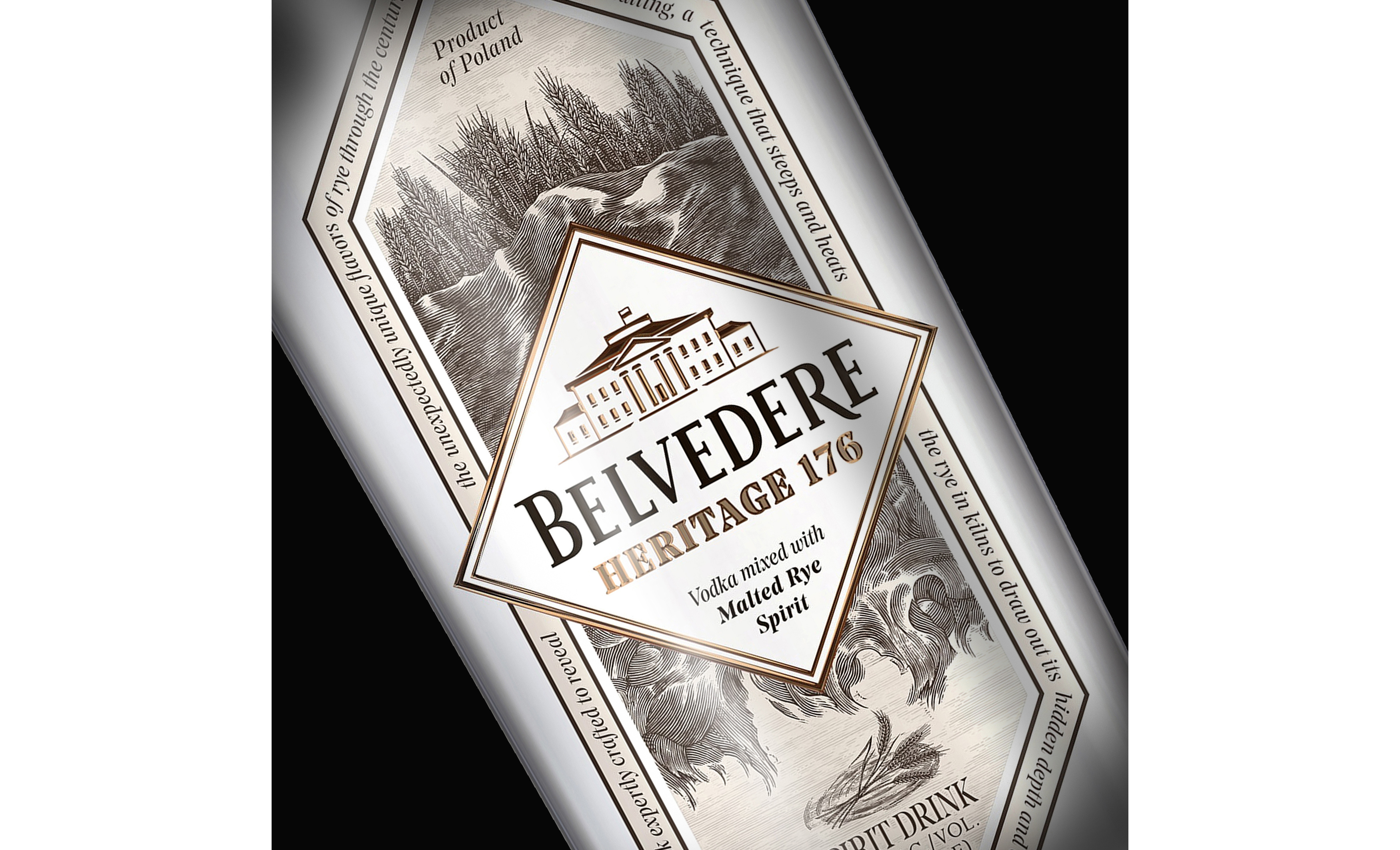 Belvedere Heritage 176 Label rendered by Steven Noble artwork belvedere vodka design engraving etching illustration ink label line art scratchboard steven noble vintage woodcut