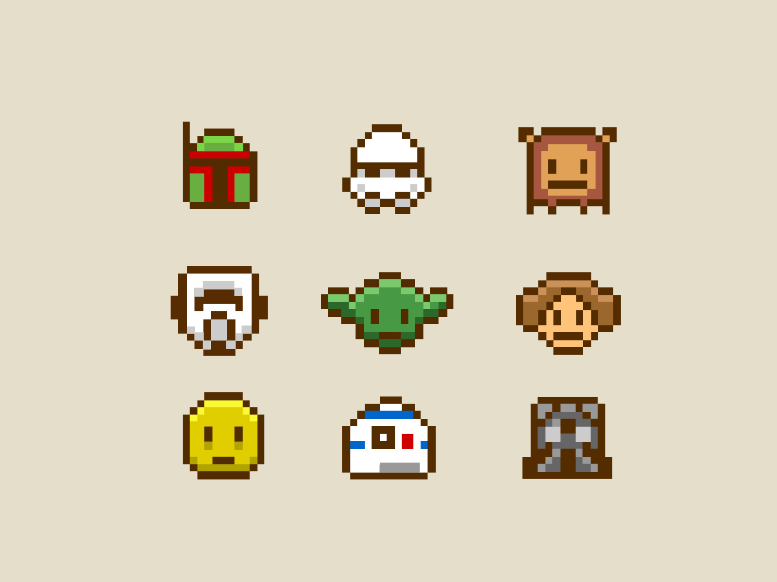 star wars heads pixel art