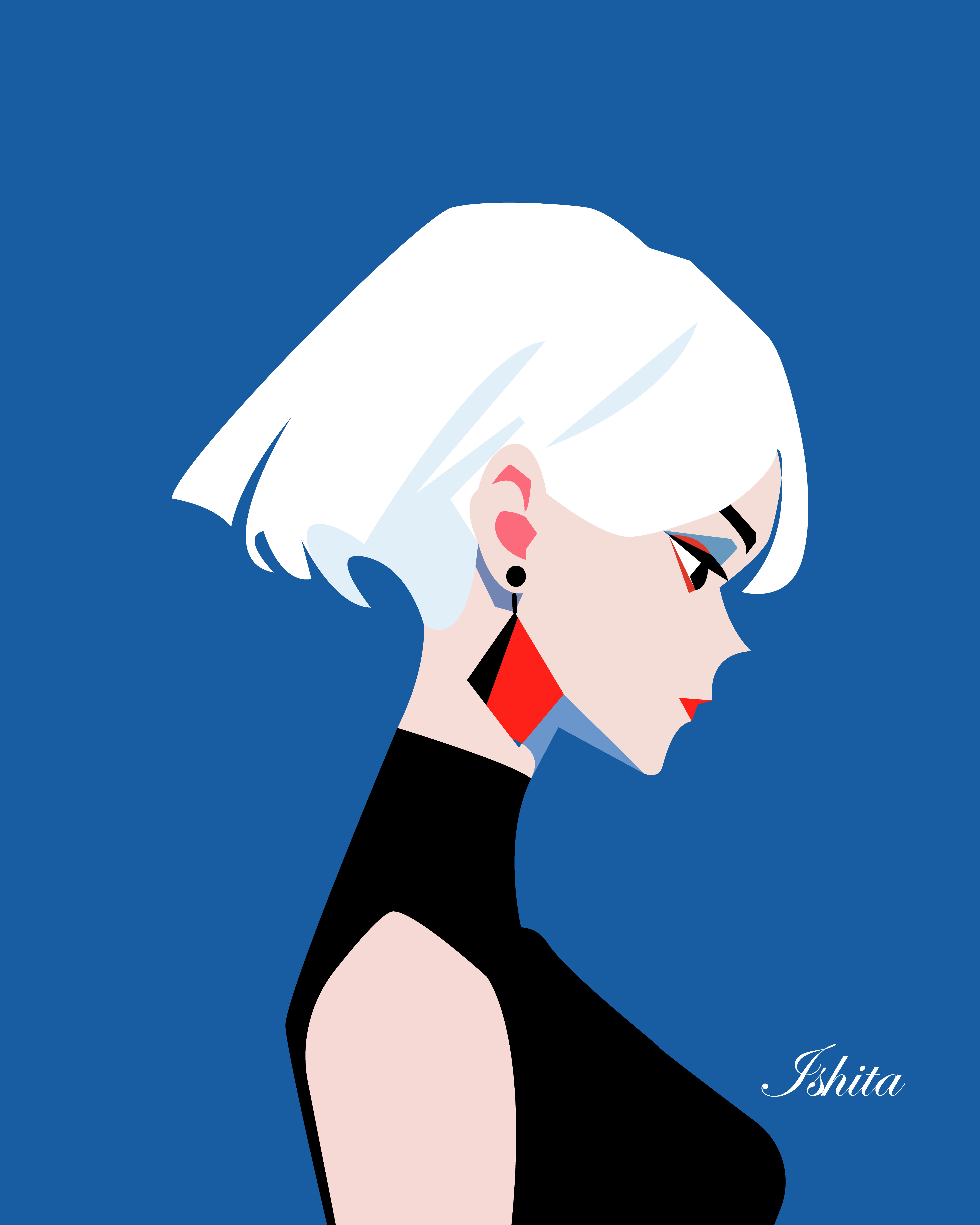Girl with white hair design graphic design illustration vector