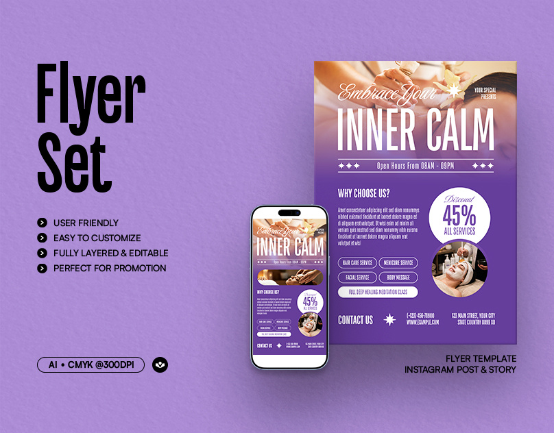 Spa Retreat Flyer design event flyer promotional retreat solasome spa template wellness