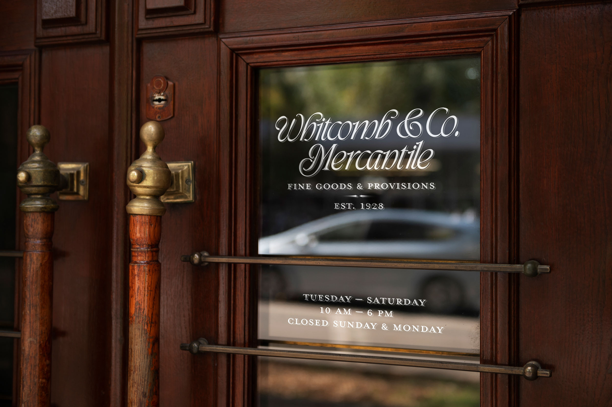 Whitcomb & Co. Mercantile Door Signage branding design graphic design identity illustration logo signage typography vector