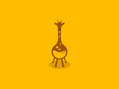 Giraffe Lab Logo affinity designer africa animal branding chemical design education giraffe graphic design illustration lab liquid logo mascot science smart tube vector wild yellow