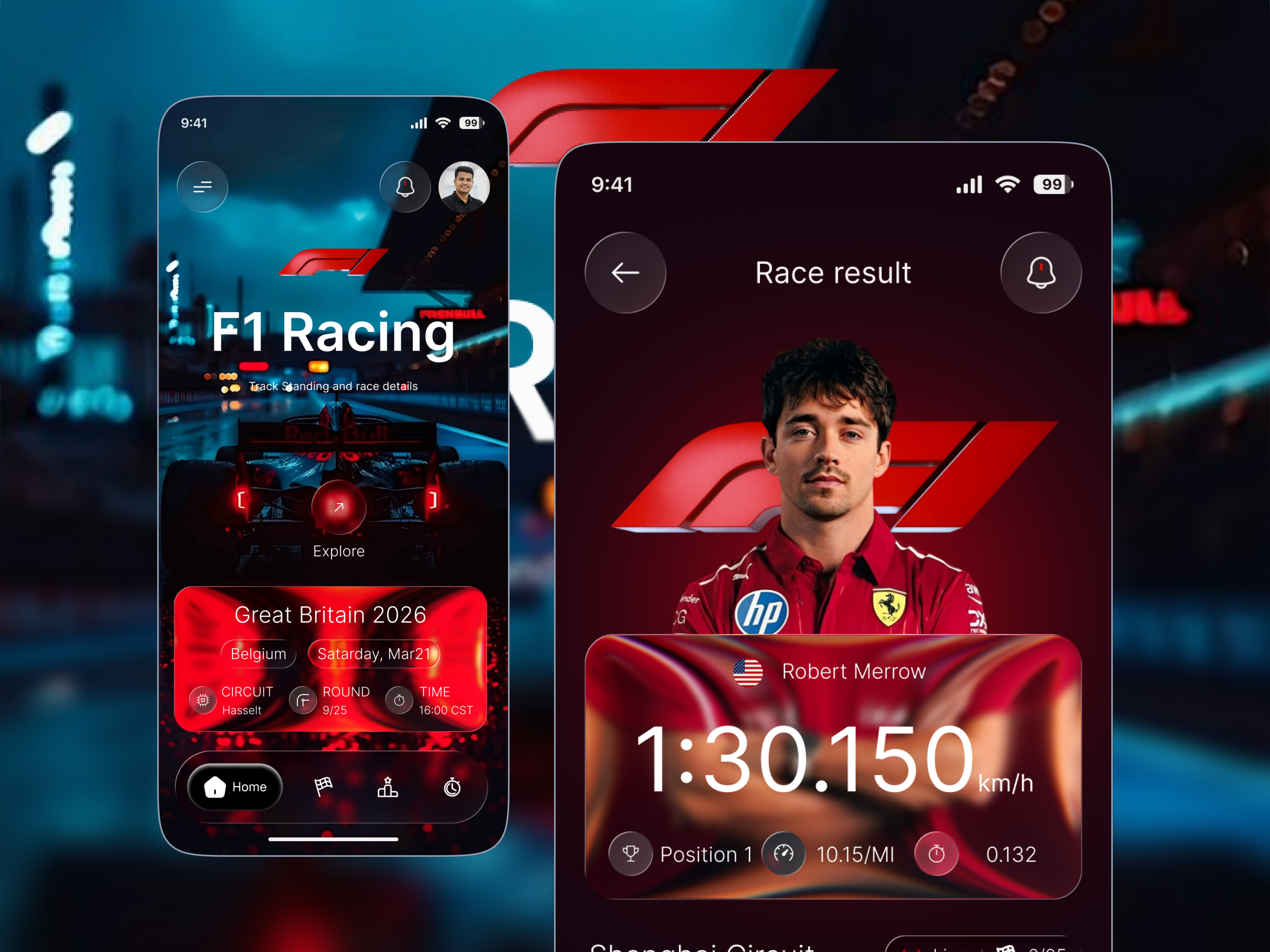 F1 Racing Results & Live Circuit Mobile App