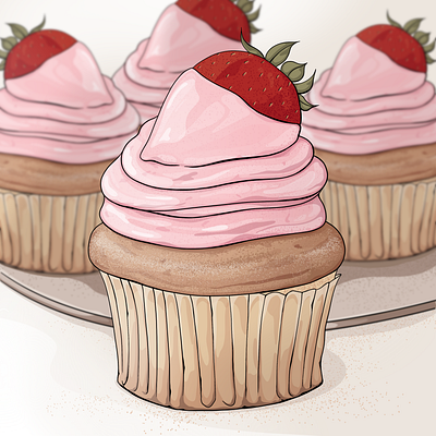 Strawberry cupcake bakery cake design food food illustration illustration wedding weddingillustration