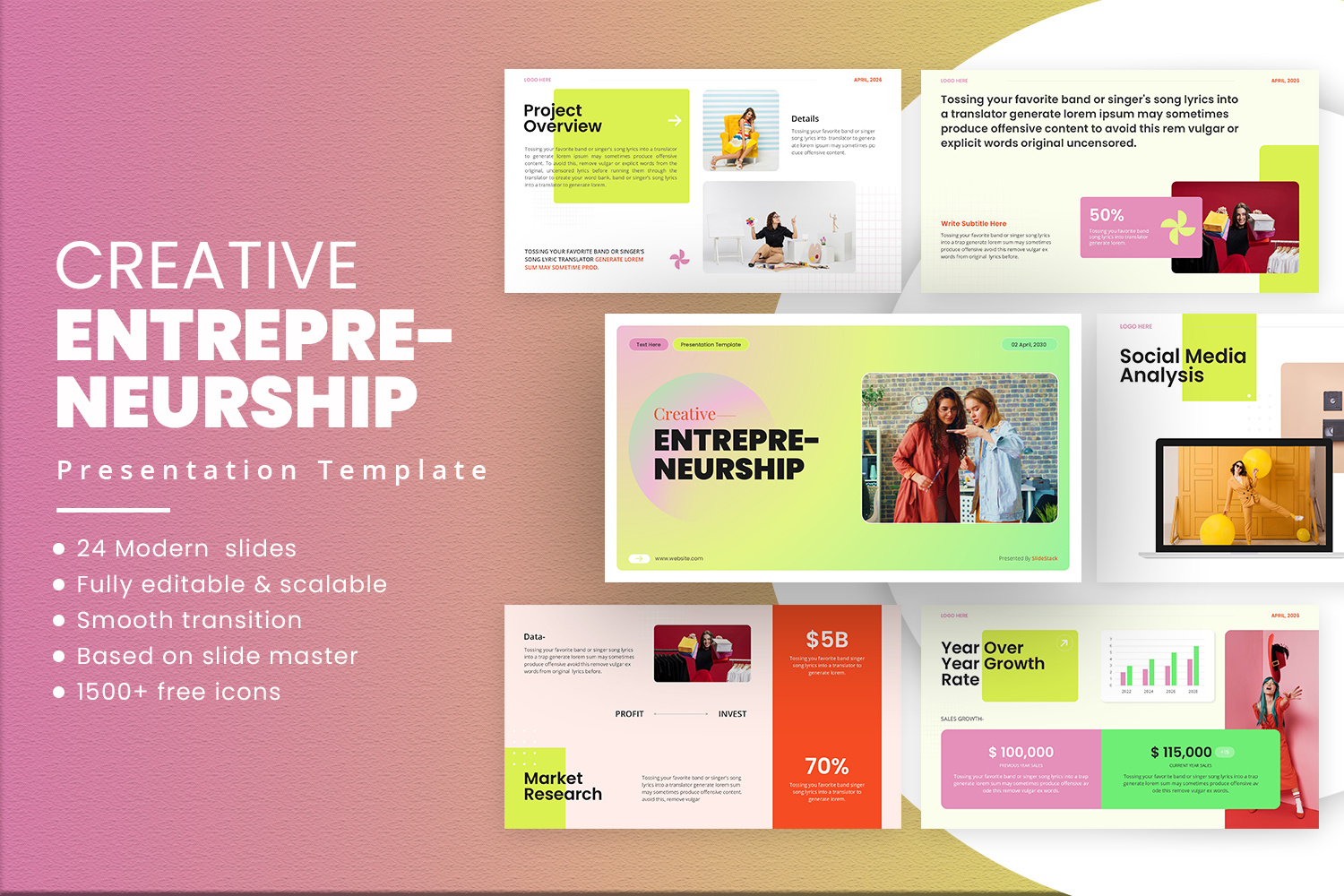 Creative Entrepreneurship Presentation branding business corporate creative design entrepreneurship growth idea infographic innovation marketing modern pitch presentation professional slides startup strategy template venture