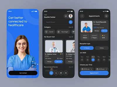 Connected Care — Doctor Appointment App UI application appointment doctor doctor app doctor appointment doctor meet healthapp healthcare hospital landing page medical medicine medicine app mobile onboarding ui online counselling pharmacy mobile app prescription product design web